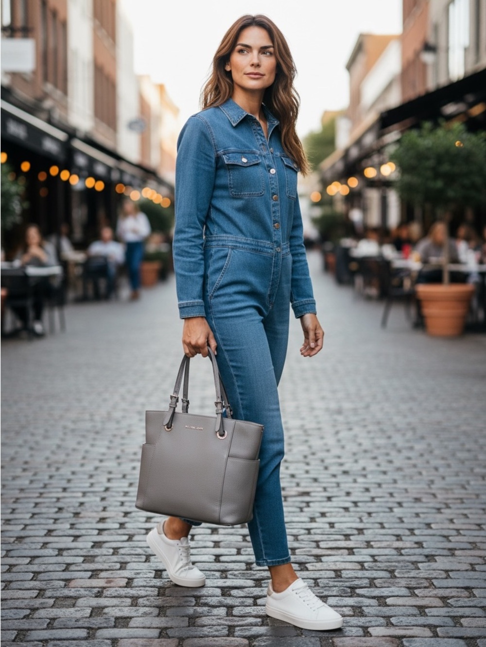 Michael Kors Gray Pebbled Leather Tote